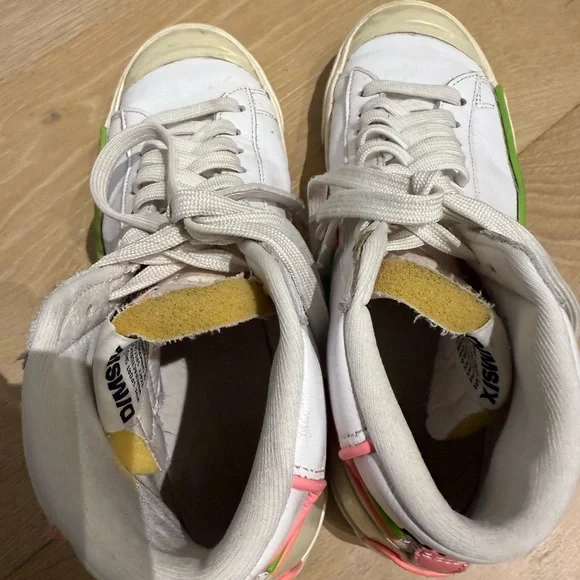 Nike Blazer Mid ‘77 Infinite White High-Top Sneakers, Pink and Electric Green - Picture 6 of 8